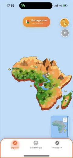 Carte de l'Afrique interactive dans l'app KUMA